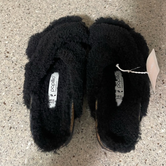 Birkenstock Papillo Daytona Shearling Slide Sandals in Black Size 36 (US5-5.5) - Picture 5 of 10